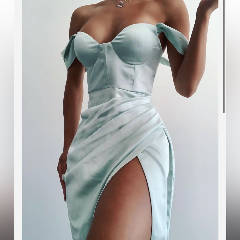 Miss Circle Mint Satin Dress BNWT